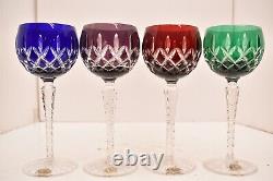 AJKA Arabell 8-1/4 Hock Wine Glasses Set of 4 Goblets Multi Color Cut to Clear