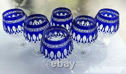 AJKA CRYSTAL CLARENDON WATERFORD DESIGN Cobalt Brandy goblet set with gift box