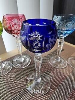 AJKA CRYSTAL MARSALA Grape pattern wine goblets MULTICOLOR set of 6