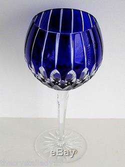 AJKA Castille Cobalt Blue Cased Cut to Clear Hungary crystal balloon wine goblet