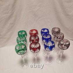 AJKA Crystal Caroline Wine Glasses Set of 4 Ruby Red Blue Green Purple