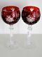 AJKA HUNGARY ADORLEE RUBY RED CASED CUT CRYSTAL WINE GOBLETS Set of 2