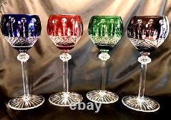 AJKA KING LOUIS Hungarian Crystal Wine Hocks Set of 4 Colors GORGEOUS