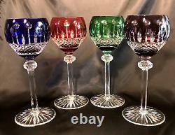AJKA KING LOUIS Hungarian Crystal Wine Hocks Set of 4 Colors GORGEOUS