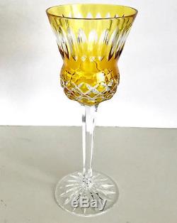 AJKA MULTI COLOR CASED CUT TO CLEAR CRYSTAL WINE GOBLETS Set of 6