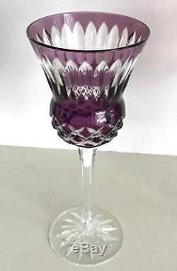 AJKA MULTI COLOR CASED CUT TO CLEAR CRYSTAL WINE GOBLETS Set of 6