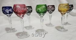 AJKA Marsala Cut Crystal Wine Hock Goblets Set of 7 Multicolor 5 Tall