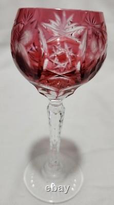 AJKA Marsala Cut Crystal Wine Hock Goblets Set of 7 Multicolor 5 Tall