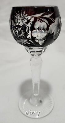 AJKA Marsala Cut Crystal Wine Hock Goblets Set of 7 Multicolor 5 Tall