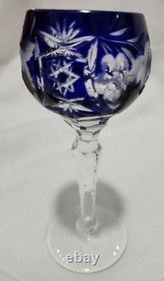 AJKA Marsala Cut Crystal Wine Hock Goblets Set of 7 Multicolor 5 Tall