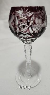 AJKA Marsala Cut Crystal Wine Hock Goblets Set of 7 Multicolor 5 Tall