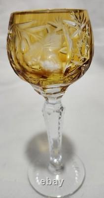 AJKA Marsala Cut Crystal Wine Hock Goblets Set of 7 Multicolor 5 Tall