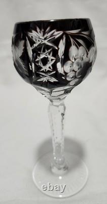 AJKA Marsala Cut Crystal Wine Hock Goblets Set of 7 Multicolor 5 Tall
