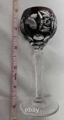 AJKA Marsala Cut Crystal Wine Hock Goblets Set of 7 Multicolor 5 Tall