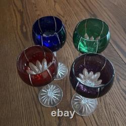 AJKA Marsala Cut-to-Clear 8.25 Crystal Wine Glasses, Set of 4, Various Colors