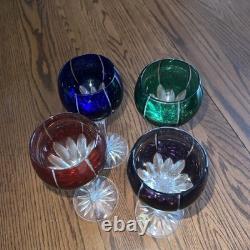 AJKA Marsala Cut-to-Clear 8.25 Crystal Wine Glasses, Set of 4, Various Colors