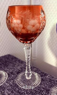 AJKA Marsala Cut-to-Clear 8.25 Crystal Wine Glasses, Set of 4, Various Colors