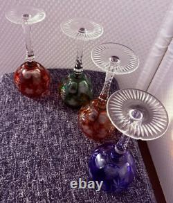 AJKA Marsala Cut-to-Clear 8.25 Crystal Wine Glasses, Set of 4, Various Colors