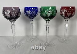 AJKA Marsala Lead Crystal Wine Goblet Hocks Cut To Clear 8 1/4 Set of 4