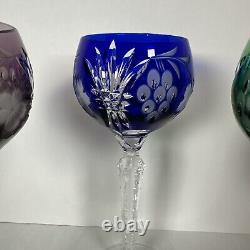 AJKA Marsala Lead Crystal Wine Goblet Hocks Cut To Clear 8 1/4 Set of 4