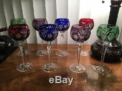 AJKA Martisa Cut To Clear Wine Goblets Set Of 8 (2) Of Each Color Mint 8-1/4 Ea