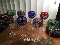 AJKA Martisa Cut To Clear Wine Goblets Set Of 8 (2) Of Each Color Mint 8-1/4 Ea