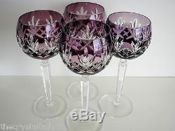 AJKA RILETTE LOUBOUTIN AMETHYST CASED CUT TO CLEAR CRYSTAL WINE GOBLETS Set of 6