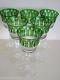 AJKA XENIA EMERALD CASED CUT TO CLEAR CRYSTAL WINE / WATER GOBLETS Set of 6