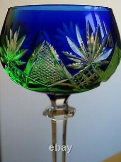 ANTIQUE ROEMER WINE GLASS CRYSTAL VAL SAINT LAMBERT BLUE URANUIM VASELINE chip