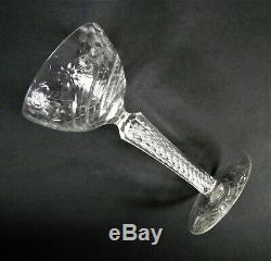 ANTIQUE Seneca AIR TWIST STEM Cut Crystal OPTIC ENGRAVED Etch Glass Wine Goblet