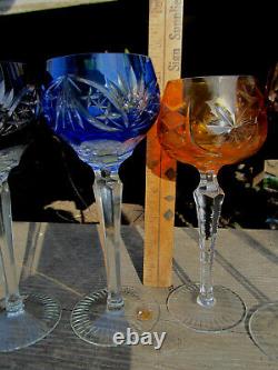 AS IS Vintage 6 Crystal Clear wine Glasses Hand Cut Made In Poland & some unknow