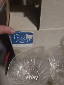 ATLANTIS CLEAR CRYSTAL FATIMA set of (8) WINE GLASSES new