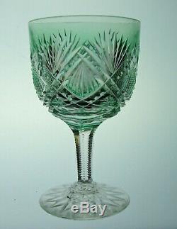 Abp Cut Glass Crystal Green Cut To Clear Wine By Dorflinger