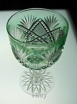Abp Cut Glass Crystal Green Cut To Clear Wine By Dorflinger