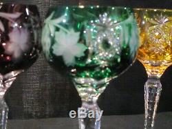 Ajka Bohemian Crystal 7 Piece Wine Hock Set w Decanter Marsala Cut to Clear