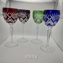 Ajka Bohemian Crystal Large Wine Glasses 9 tall Green Red Blue Purple (4)