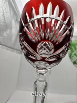 Ajka Bohemian Crystal Large Wine Glasses 9 tall Green Red Blue Purple (4)