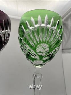 Ajka Bohemian Crystal Large Wine Glasses 9 tall Green Red Blue Purple (4)