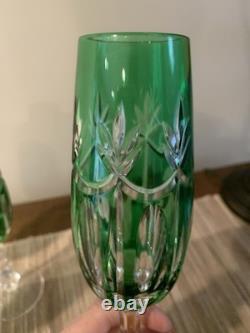 Ajka Castille Albinka Emerald Green Cut To Clear Crystal Wine Glasses