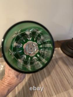 Ajka Castille Albinka Emerald Green Cut To Clear Crystal Wine Glasses