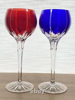 Ajka Castille Cut to Clear Crystal Hungary Red Blue Purple Wine Glasses Balloon