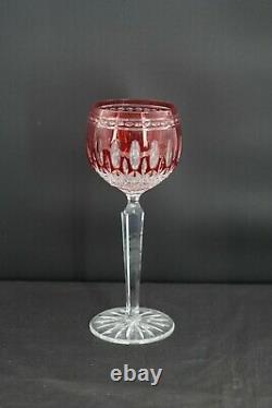 Ajka Crystal Clarendon Ruby Red Cut to Clear 7 Wine Hock Goblets