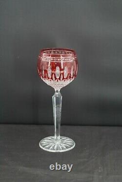 Ajka Crystal Clarendon Ruby Red Cut to Clear 7 Wine Hock Goblets