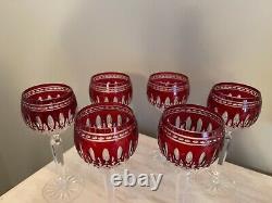 Ajka Crystal Clarendon Waterford Design Hock Wine Goblets Red Set Of 6