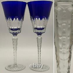 Ajka Crystal Lynn Linne Blue Cut to Clear Water Goblet Made in Hungary 10t 10oz