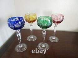 Ajka Crystal Marsala Wine Goblets 4 Glasses Multi Color Hungary
