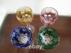 Ajka Crystal Marsala Wine Goblets 4 Glasses Multi Color Hungary