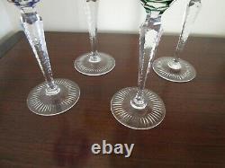 Ajka Crystal Marsala Wine Goblets 4 Glasses Multi Color Hungary