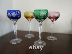 Ajka Crystal Marsala Wine Goblets 4 Glasses Multi Color Hungary