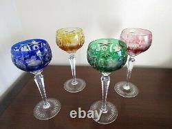 Ajka Crystal Marsala Wine Goblets 4 Glasses Multi Color Hungary